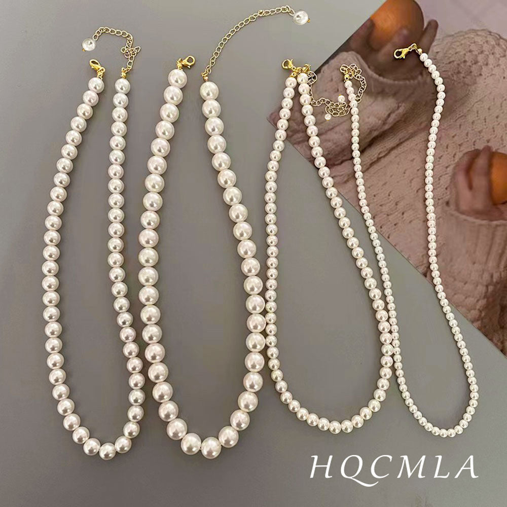 Shijia pearl necklace fashion light luxury Internet celebrity with the same French retro clavicle chain high-end neck chain Qingdao jewellery.
