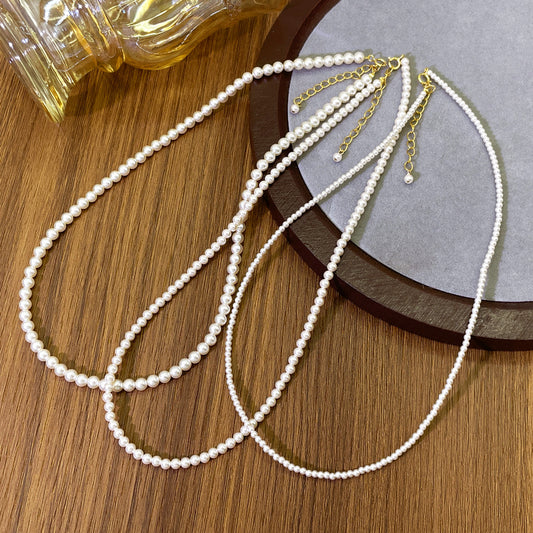 Positive circle, strong light, ultra-fine millet beads, clavicle chain, Shijia pearl necklace, women's fashion and versatile, fever with the same necklace.
