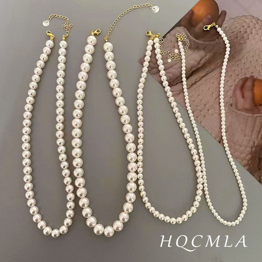Shijia pearl necklace fashion light luxury Internet celebrity with the same French retro clavicle chain high-end neck chain Qingdao jewellery.